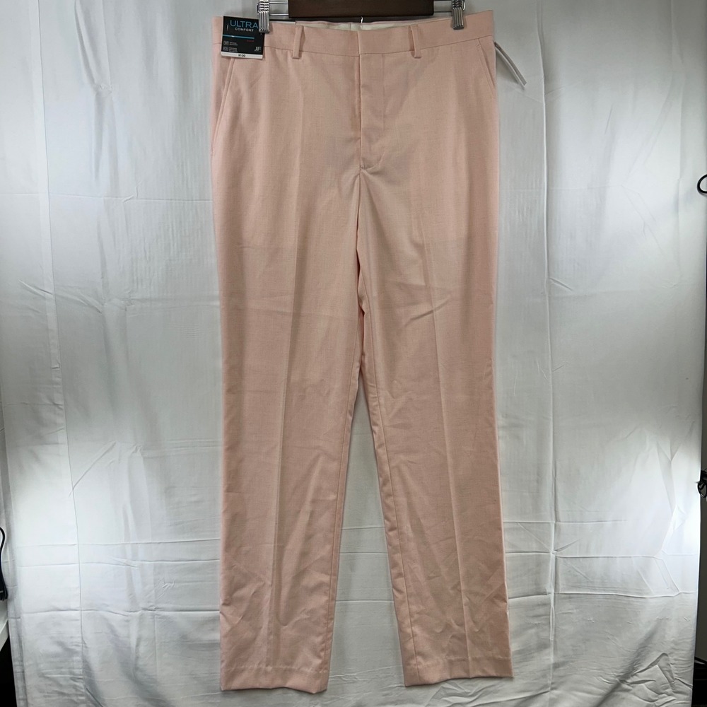 J. Ferrar Dress Pants‎ Mens 34x34 Pink Slim Fit Ultra Comfort Linen Blend NWT